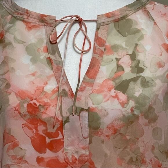 Pastel Peachy Pink Floral Botanical Garden Girl 2 Piece Blouse set size L - Picture 7 of 10